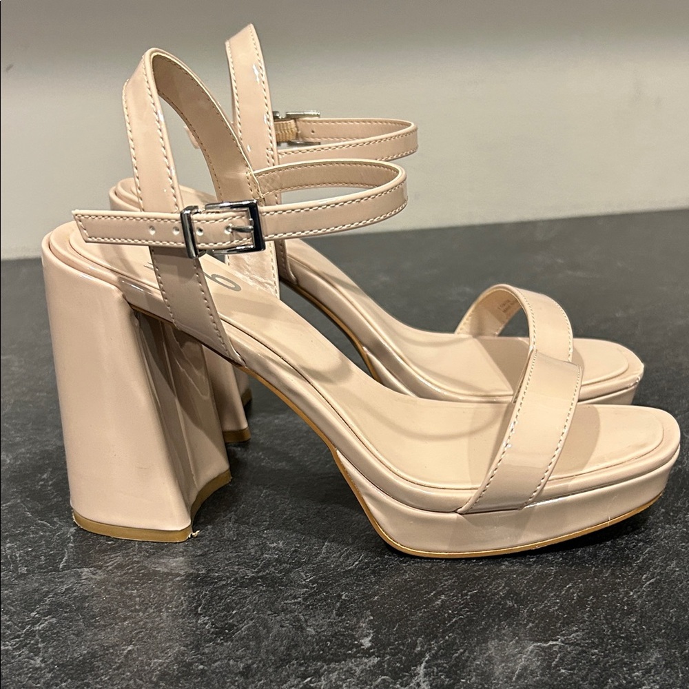 Mix No. 6  Platform Block Heel Sandals - Beige